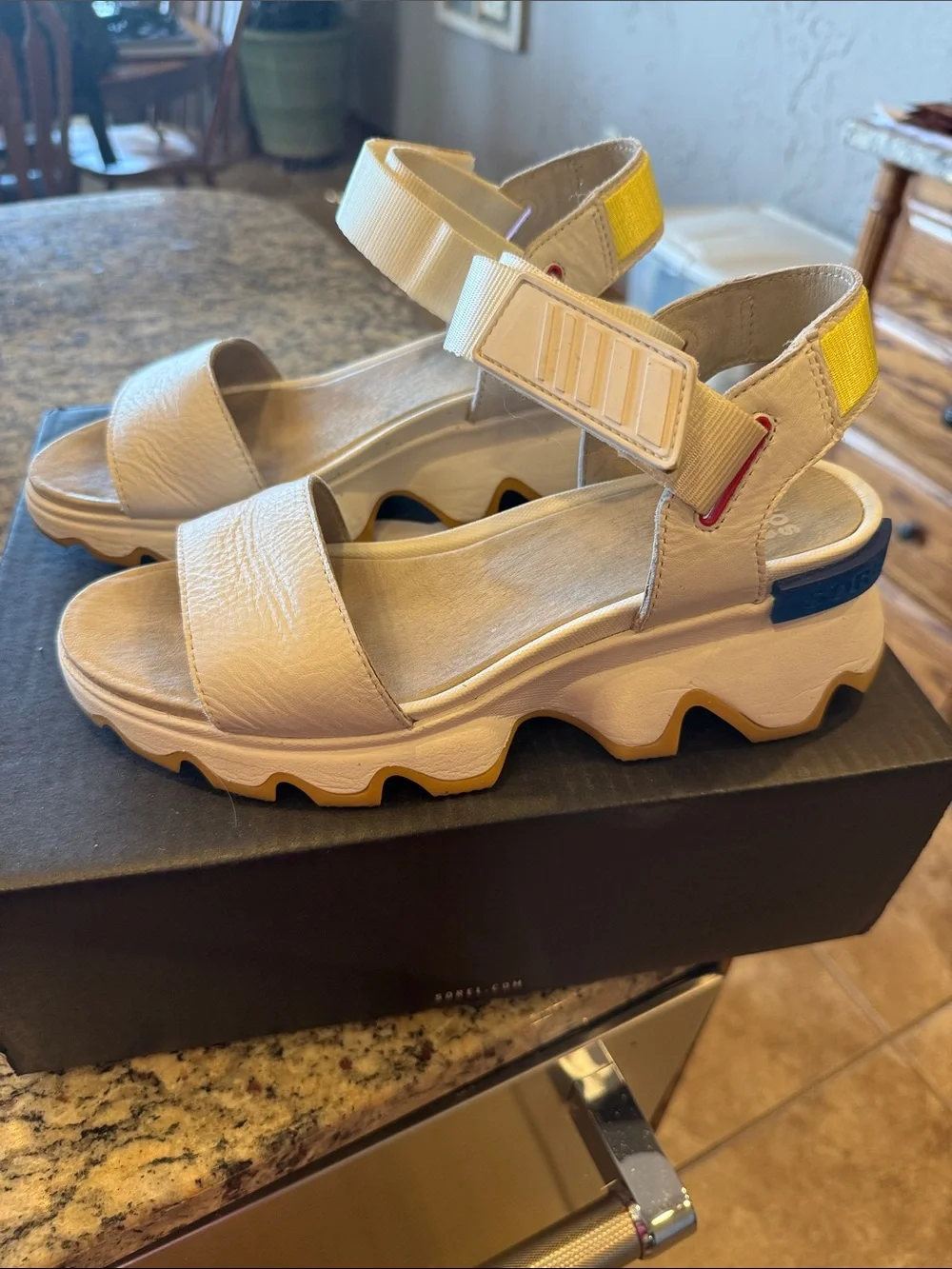 Sorel kinetic Sport Sandal with Yellow Accent
